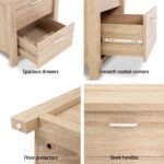 Artiss Bedside Table 2 Drawers - MAXI Pine - Image 5
