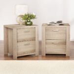Artiss 2x Bedside Table 2 Drawers - MAXI Pine
