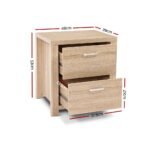 Artiss 2x Bedside Table 2 Drawers - MAXI Pine - Image 3