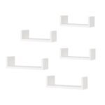 Artiss Floating Wall Shelves Set of 5 Mounted U-Shape Display Ledge, White - Image 2
