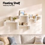 Artiss Floating Wall Shelves Set of 5 Mounted U-Shape Display Ledge, White - Image 5