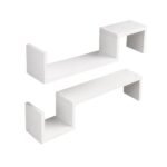 Artiss Set of 2 Floating Shelves Wall Mounted S-Shape Display Ledge, White - Image 4