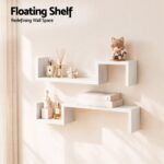 Artiss Set of 2 Floating Shelves Wall Mounted S-Shape Display Ledge, White - Image 5