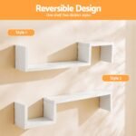 Artiss Set of 2 Floating Shelves Wall Mounted S-Shape Display Ledge, White - Image 7
