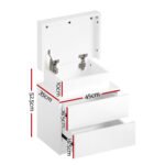 Artiss Bedside Table LED 2 Drawers Lift-up Storage - COLEY White - Image 2