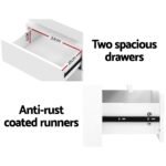 Artiss Bedside Table LED 2 Drawers Lift-up Storage - COLEY White - Image 6