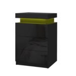 Artiss 2X Bedside Table LED 3 Drawers - COLEY Black - Image 2