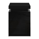 Artiss 2X Bedside Table LED 3 Drawers - COLEY Black - Image 4