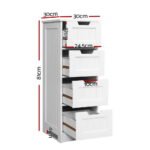 Artiss 4 Chest of Drawers - LEESA White - Image 4
