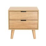 Artiss Bedside Table 2 Drawers - Pine - Image 3