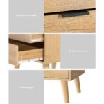 Artiss Bedside Table 2 Drawers - Pine - Image 6
