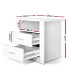 Artiss Bedside Table 2 Drawers with Shelf - TARA White - Image 2