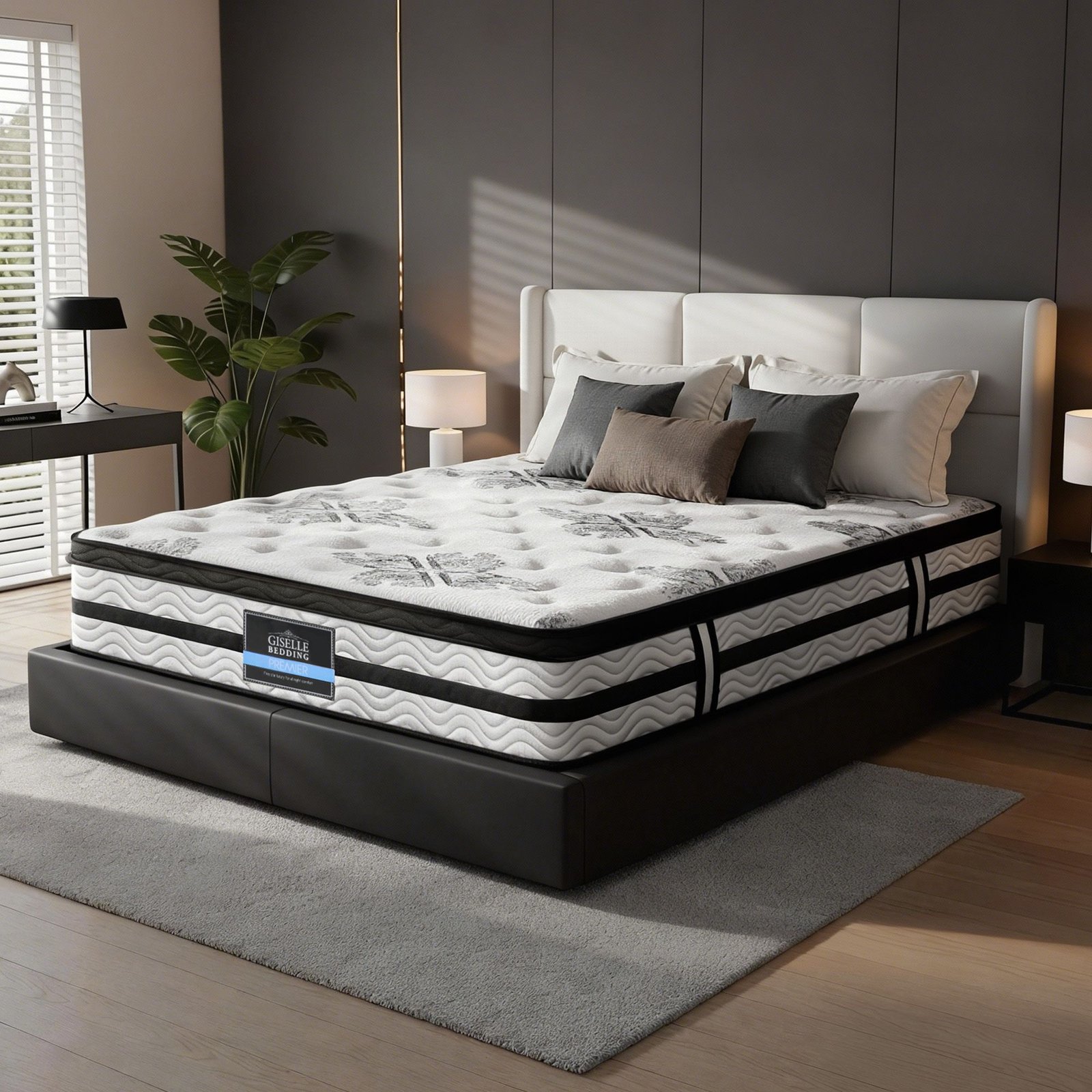 MATTRESS-0908-KING-00 Giselle Bedding 34cm Mattress Euro Top Pocket Spring King - Image 1