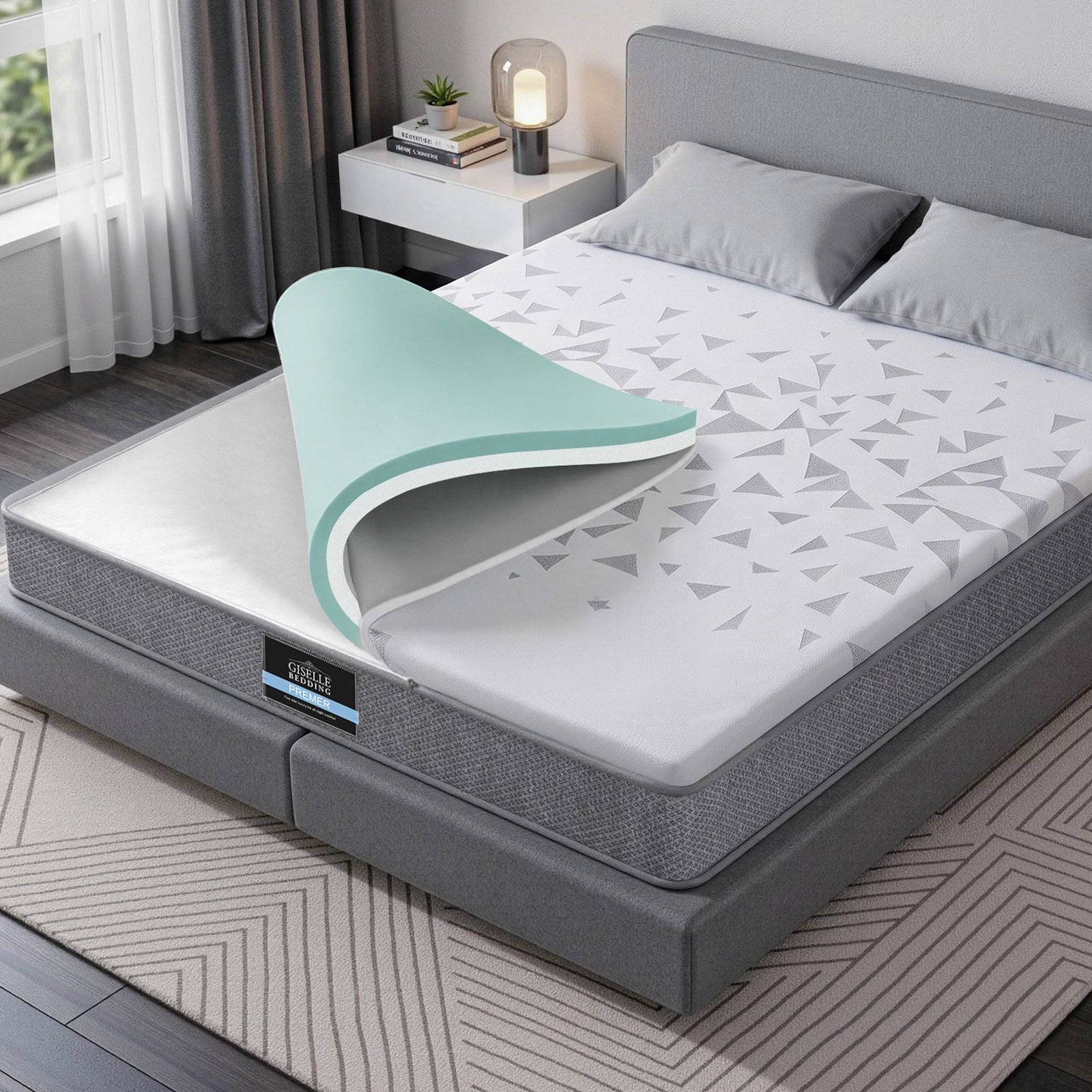 MATTRESS-E-AERO-23-D-00 Giselle Bedding Double Mattress 23cm Pocket Spring Mattress with Adjustable Firmness Reversible Foam Layer for Medium Firm & Firm Support Motion Isolation Bedroom Bed - Image 1