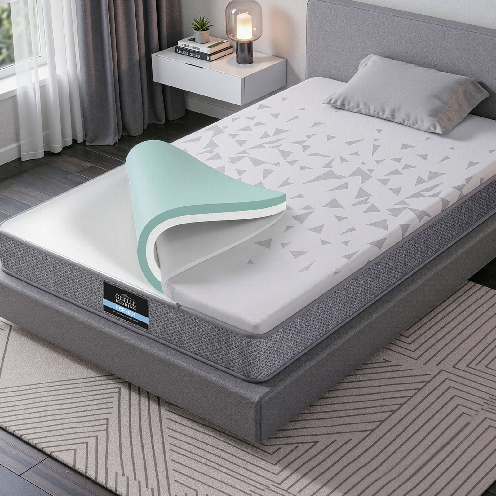 MATTRESS-E-AERO-23-S-00 Giselle Bedding Single Mattress 23cm Pocket Spring Mattress with Adjustable Firmness Reversible Foam Layer for Medium Firm & Firm Support Motion Isolation Bedroom Bed - Image 1