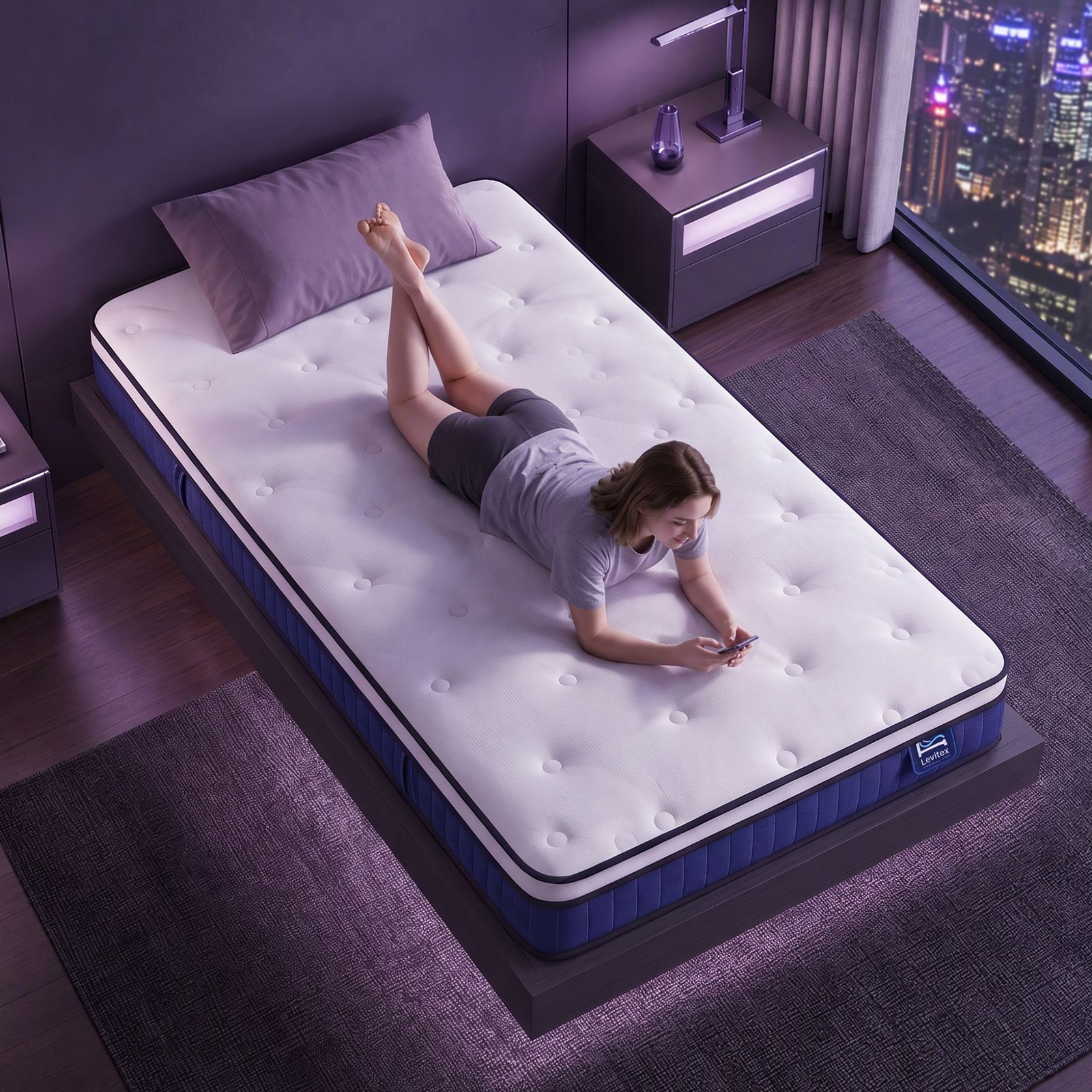 MATTRESS-F-SYNC-23-S-00 Levitex Single Mattress 23CM With Pocket Spring & Cooling Gel Foam, Medium-Firm Full-Body Support, Mattresses In A Box - Image 1
