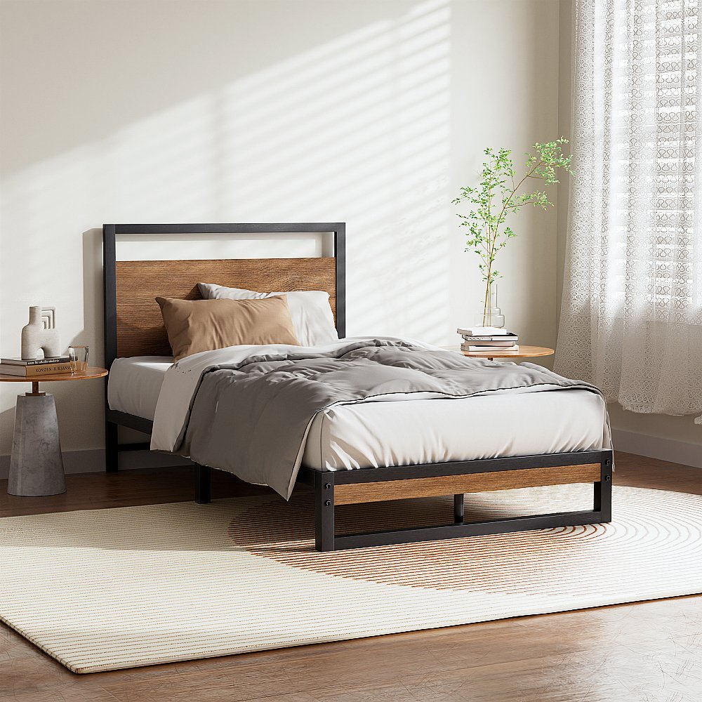 MBED-C-DANE-S-BK-21386-00 Artiss Bed Frame Single Size Metal Bed Frame DANE - Image 1