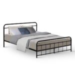 Artiss Bed Frame Metal Bed Frame LEO - Queen (Black) - Image 7