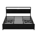 Artiss Metal Bed Frame King Size Storage Headboard Charge Station LED 4 Drawers - Image 3