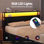 Artiss Metal Bed Frame King Size Storage Headboard Charge Station LED 4 Drawers - Image 5