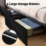 Artiss Metal Bed Frame King Size Storage Headboard Charge Station LED 4 Drawers - Image 6