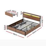 Artiss Metal Bed Frame King Size LED Storage Headboard USB Charge 4 Drawers - Image 3