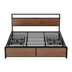 Artiss Metal Bed Frame King Size LED Storage Headboard USB Charge 4 Drawers - Image 4