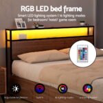 Artiss Metal Bed Frame King Size LED Storage Headboard USB Charge 4 Drawers - Image 6