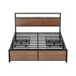 Artiss Metal Bed Frame Queen Size LED Storage Headboard USB Charge 4 Drawers - Image 4