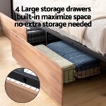 Artiss Metal Bed Frame Queen Size LED Storage Headboard USB Charge 4 Drawers - Image 7