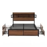 Artiss Double Bed Frame with Charging Station 4 Drawers Storage Oak