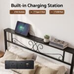 Artiss Queen Bed Frame with Charging Station & Storage Drawers Metal - Image 5
