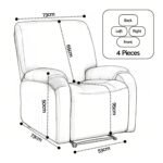 Artiss Split Stretch Recliner Chair Cover, Printed Non Slip Slipcover - Image 2