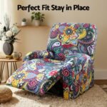 Artiss Split Stretch Recliner Chair Cover, Printed Non Slip Slipcover - Image 5