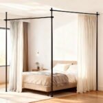 Artiss Room Divider Curtain Rod Extendable Black - Image 7
