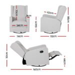 Artiss Recliner Armchair 360� Swivel Grey Fabric - Image 2