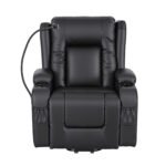 Artiss Power Lift Recliner Chair with Massage and Heat for Elderly, Electric Sofa Reclining Chair with USB and Phone Holder, PU Leather Comfy Armchair for Living Room, 2 Cup Holder & 4 Pockets, Black - Image 3