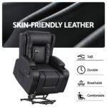 Artiss Power Lift Recliner Chair with Massage and Heat for Elderly, Electric Sofa Reclining Chair with USB and Phone Holder, PU Leather Comfy Armchair for Living Room, 2 Cup Holder & 4 Pockets, Black - Image 7