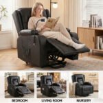 Artiss Power Lift Recliner Chair with Massage and Heat for Elderly, Electric Sofa Reclining Chair with USB and Phone Holder, PU Leather Comfy Armchair for Living Room, 2 Cup Holder & 4 Pockets, Black - Image 9