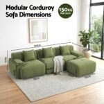 Artiss 300cm Modular Sofa Bed Comfort L-Shaped Sectional Boneless Couch Green - Image 2