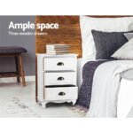 Artiss Bedside Table 3 Drawers Vintage - THYME White - Image 5