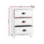 Artiss 2x Bedside Table 3 Drawers Vintage - THYME White - Image 3