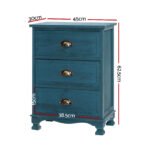 Artiss 2x Bedside Table 3 Drawers Vintage - THYME Blue - Image 2