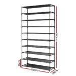 Artiss Shoe Rack Cabinet Stackable 50 Pairs 10-Tier Black - Image 4
