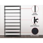Artiss Shoe Rack Cabinet Stackable 50 Pairs 10-Tier Black - Image 8