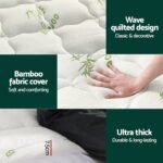 Giselle Bedding Pillowtop Mattress Topper 7.5cm Thick Bamboo Pad for Back Pain Relief Washable Skin-friendly Bed Protector with 45cm Deep Pocket Queen - Image 4