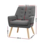 Artiss Armchair Linen Fabric Grey Charcoal - Image 2