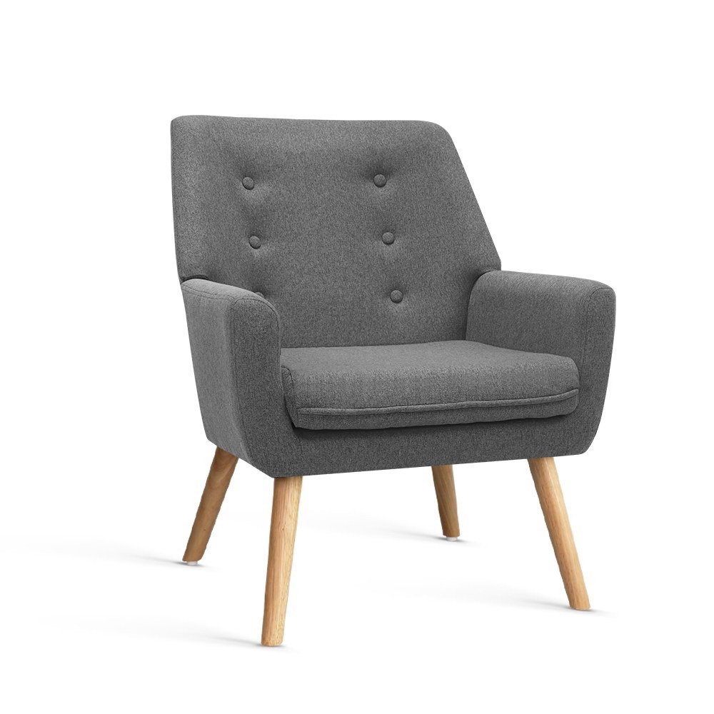 UPHO-B-ARM04-GY-202502281214-07 Artiss Armchair Linen Fabric Grey Charcoal - Image 1