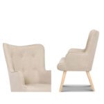 Artiss Armchair Set with Ottoman Beige Lansar - Image 3