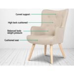 Artiss Armchair Set with Ottoman Beige Lansar - Image 5